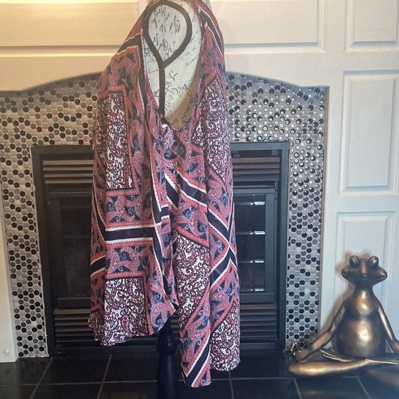 Westport 1962 red white and blue flowy tank blouse, size 2X, good used condition - Picture 4 of 9